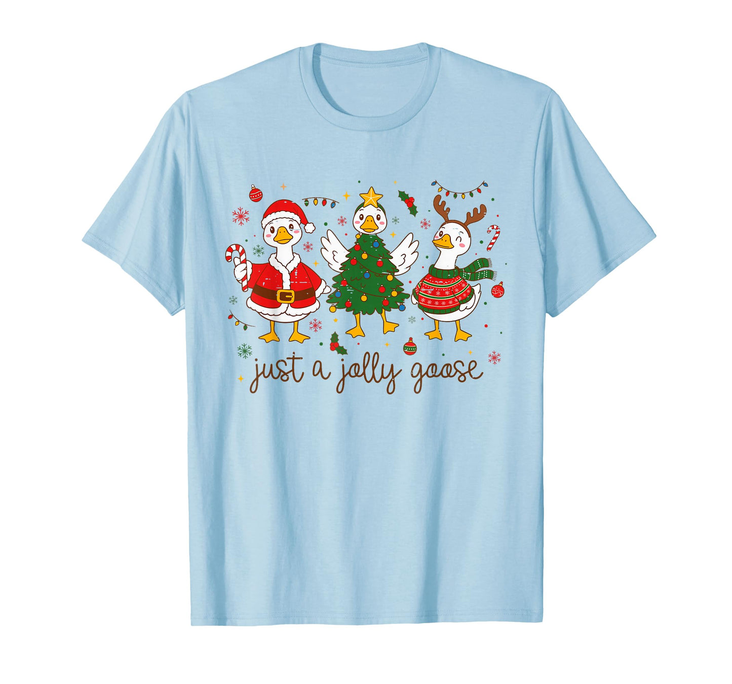 Retro Funny Xmas Just A Jolly Goose Santa Christmas Tree T-Shirt
