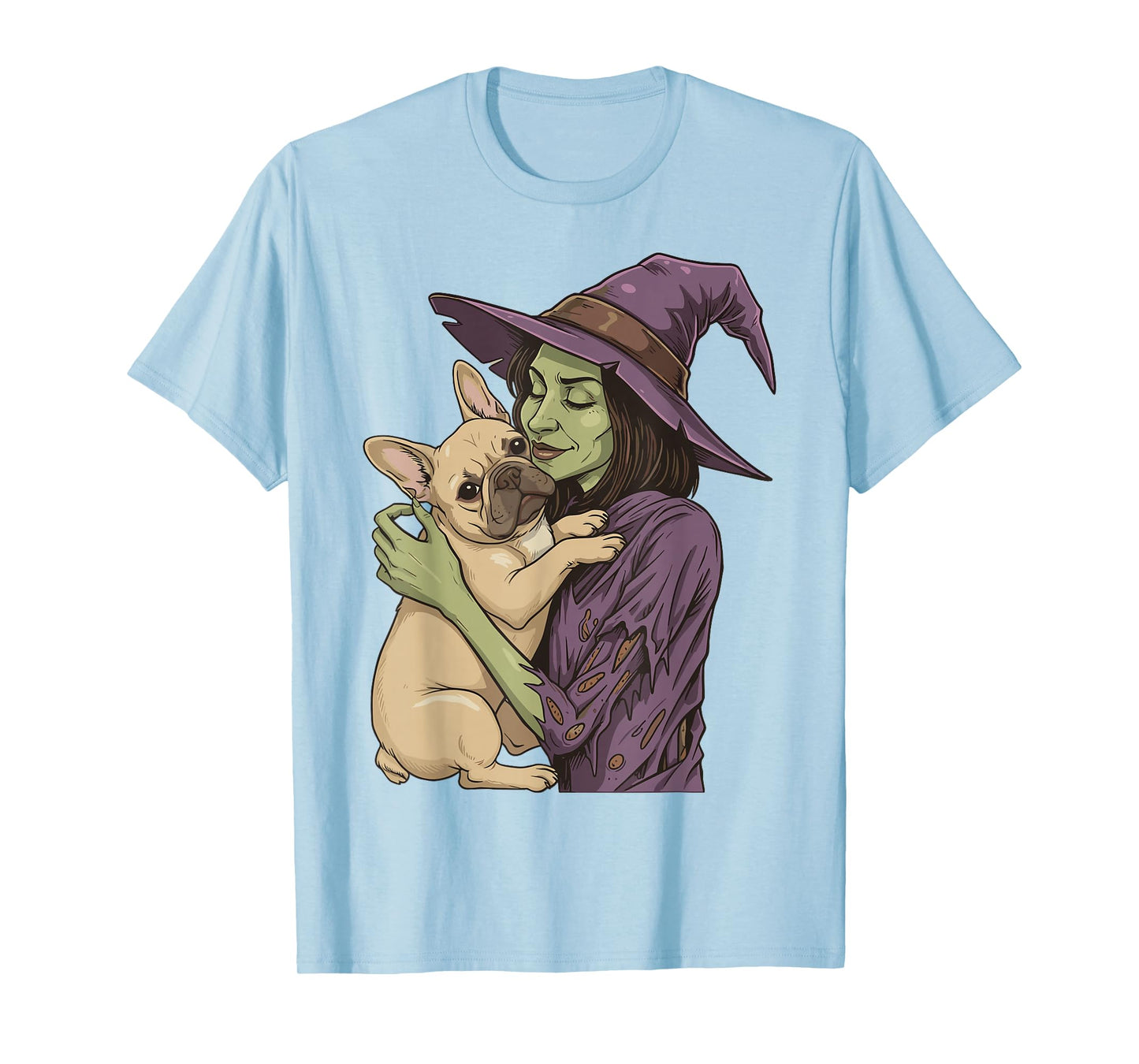 Witch Hugging Cat Halloween Cat Lover Cat Mom Dad T-Shirt