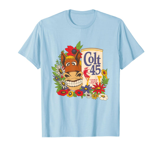 Licensed Vintage Colt 45 Beer Donkey Floral T-Shirt