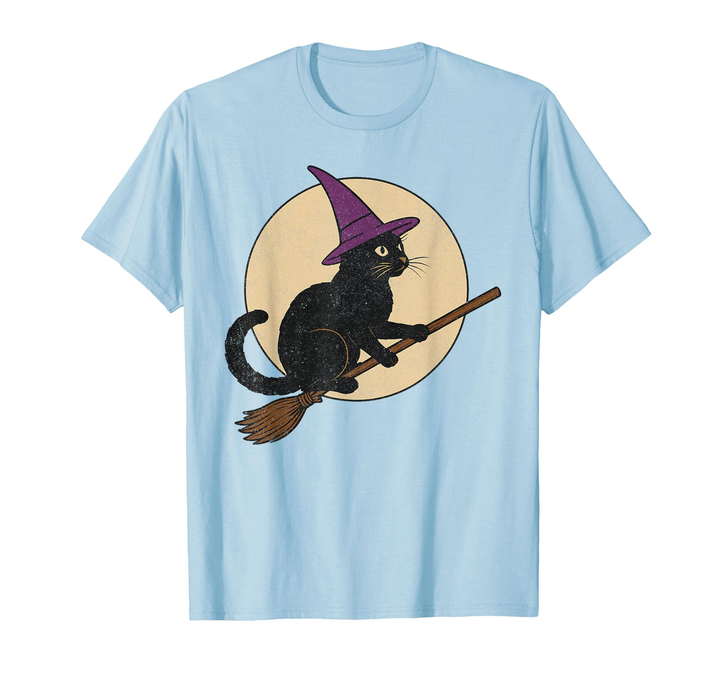 Funny Black Cat Halloween Witch Cat on Moon Night Spooky T-Shirt