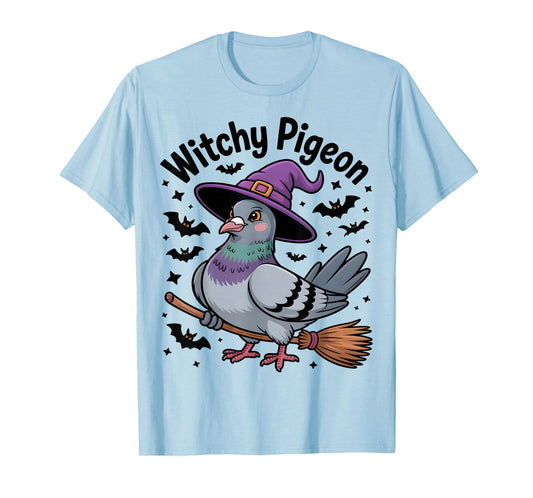 Witchy Pigeon Funny Halloween Bird Lover T-Shirt