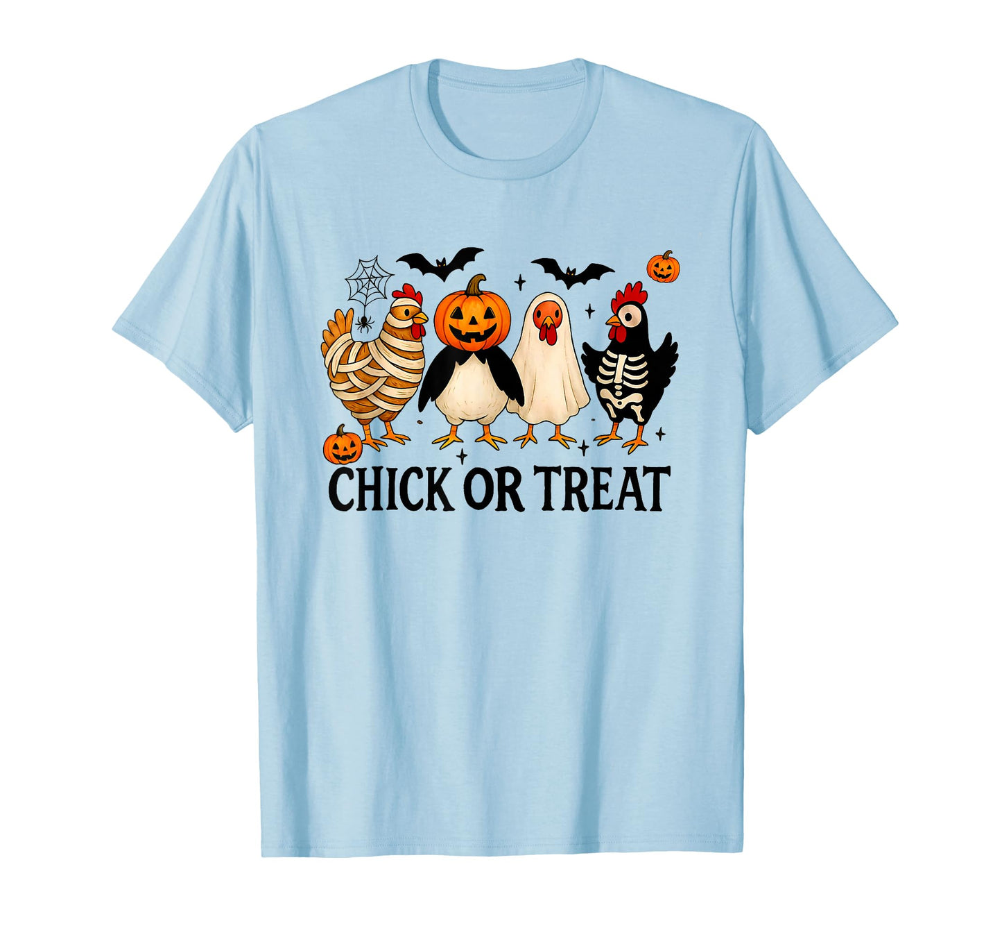 Halloween Chick Or Treat Pumpkin Spooky Witch Chicken Farmer T-Shirt