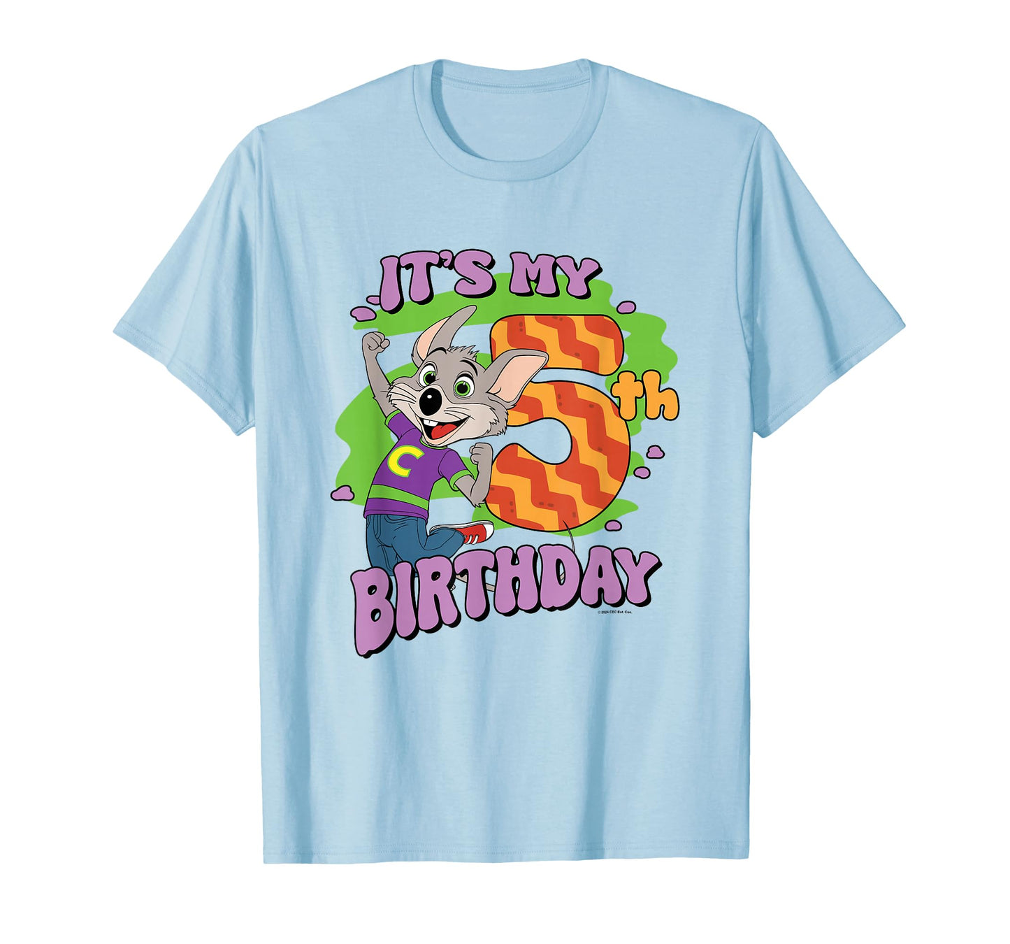 Chuck E. Cheese It's My 5th Birthday Happy Chuck Chest Logo T-Shirt