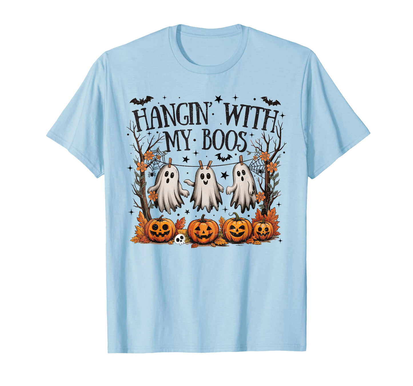 Retro Hanging With My Boos Spooky Halloween Ghost Women Kids T-Shirt