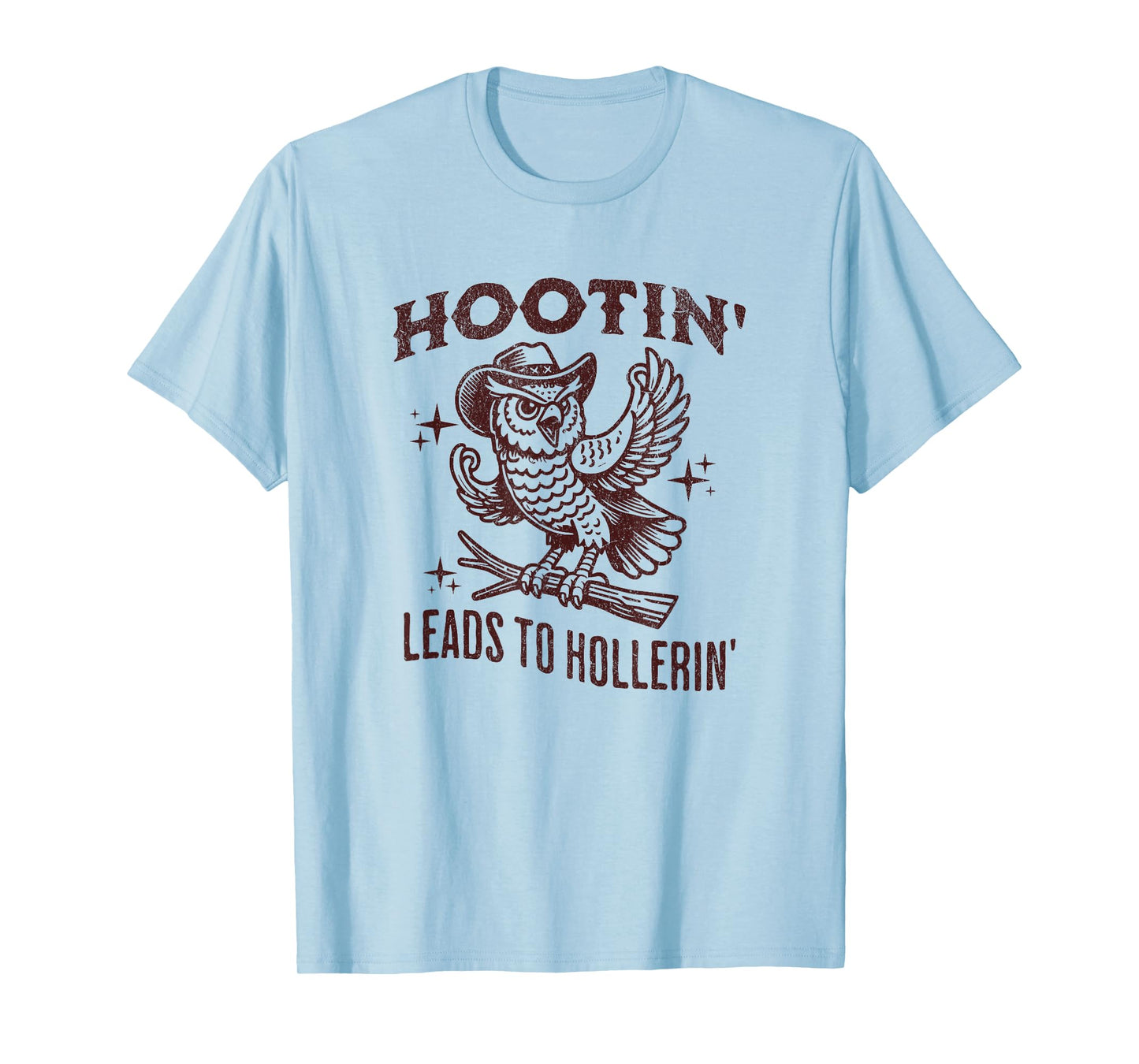 Hootin Leads to Hollerin Funny Vintage Owl Graphic T-Shirt