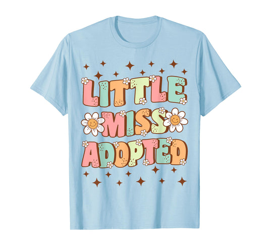 Little Miss Adopted Girls Cute Groovy Kids Adoption Day T-Shirt