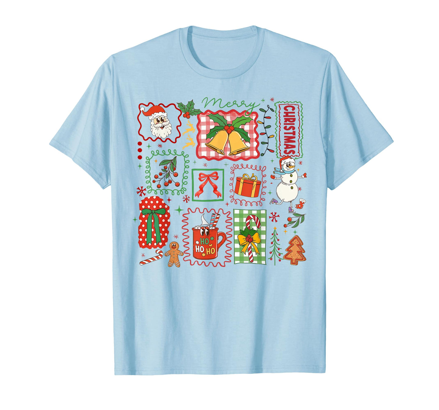 Merry Christmas Xmas Vibes Santa Reindeer Snowman Holiday T-Shirt