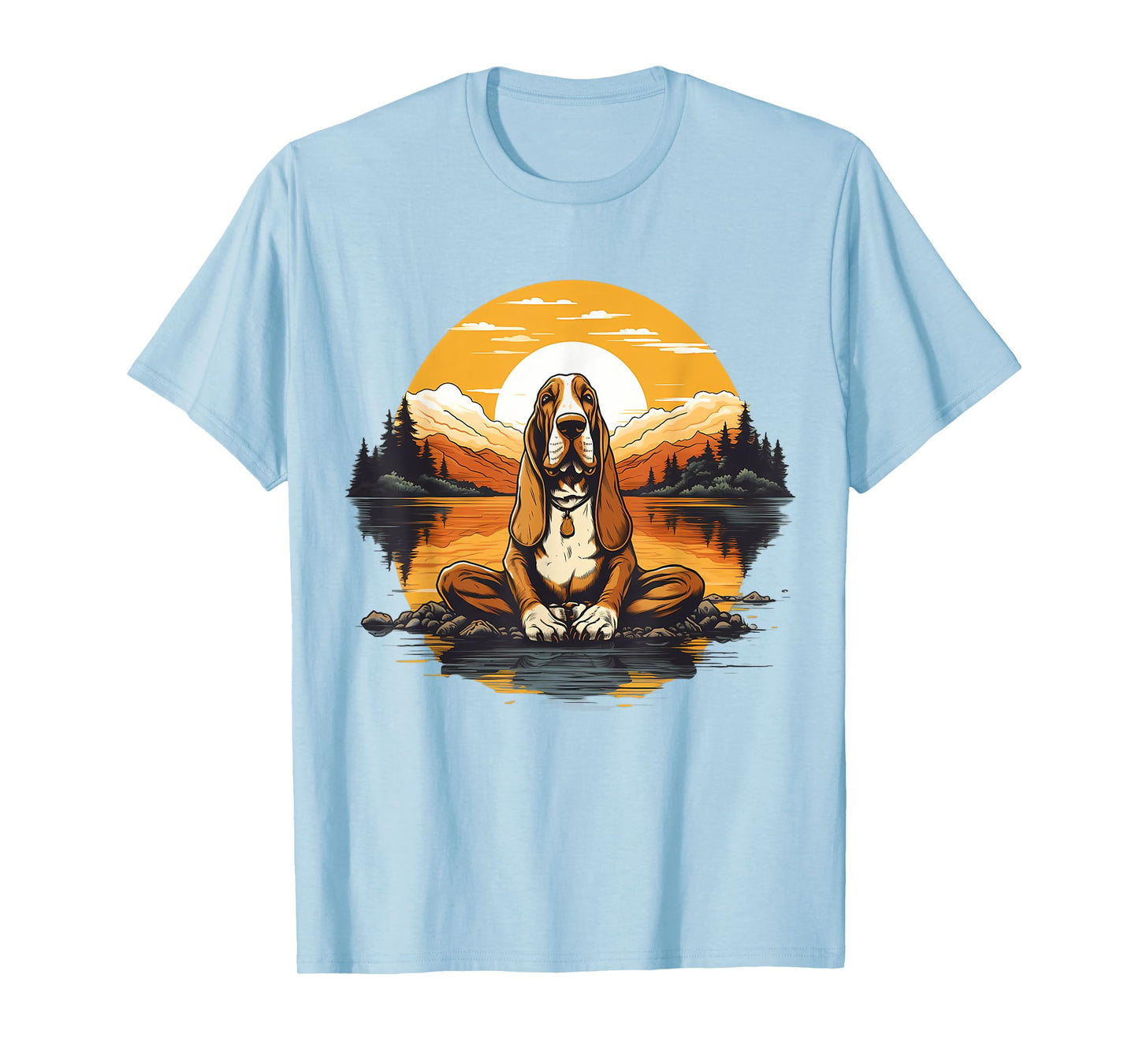 Basset Hound Dog Meditation Yoga Men Women Kids T-Shirt