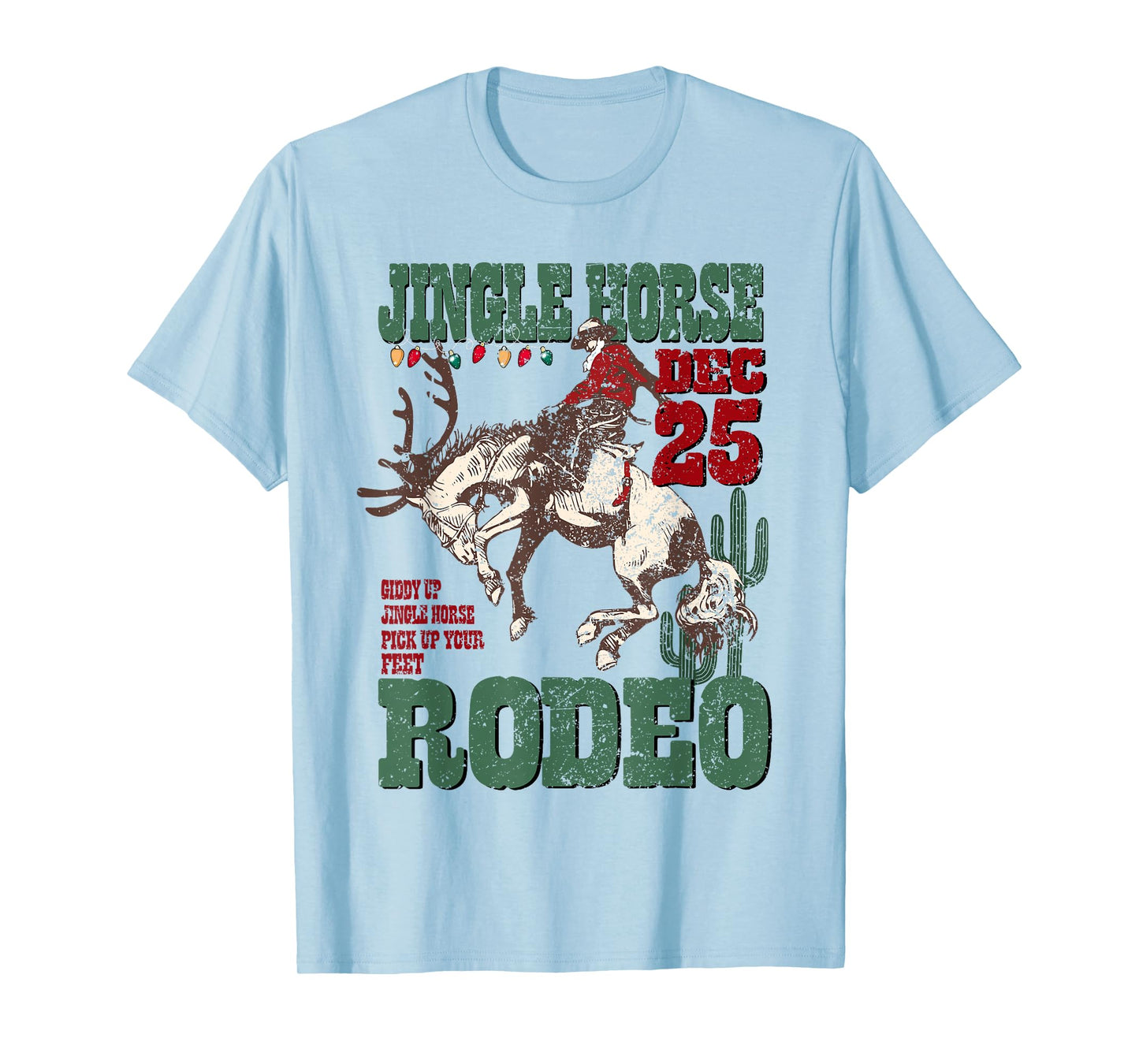 Giddy Up Jingle Horse Santa Cowboy Western Christmas Rodeo T-Shirt