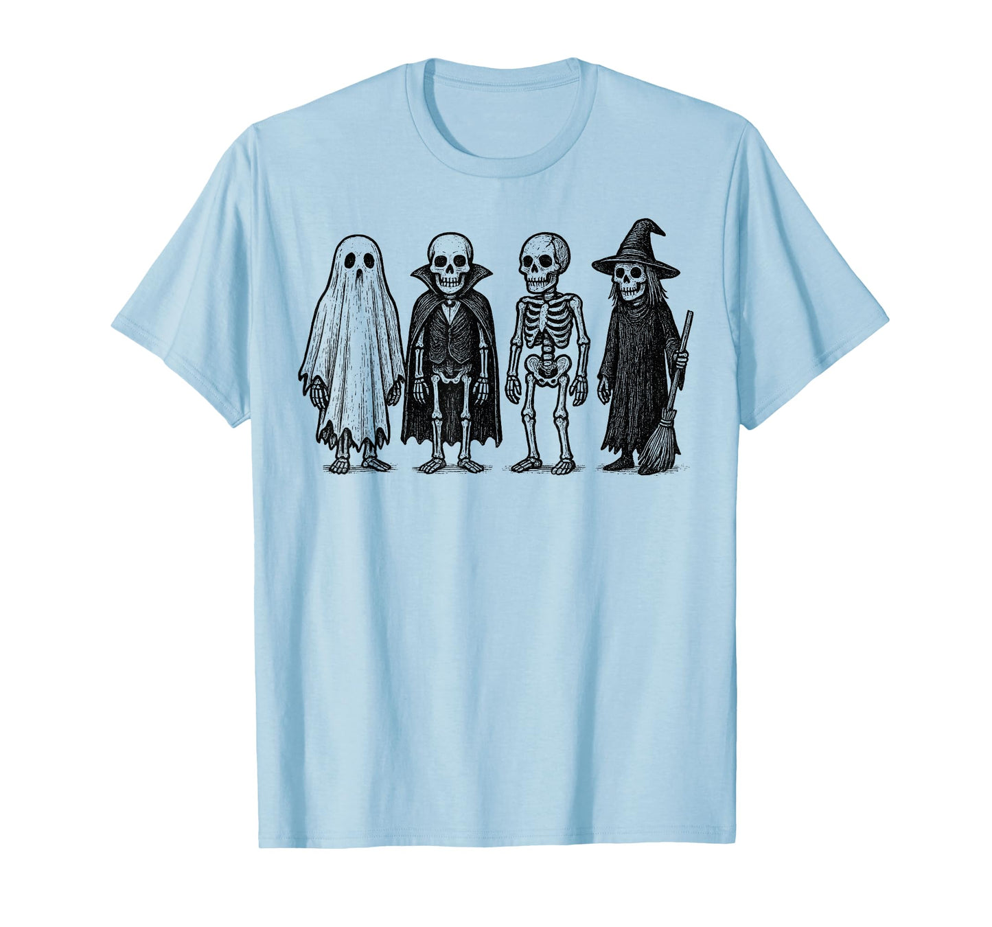 Skeleton Ghost Witch Zombie Halloween for Kids Boys Girls T-Shirt
