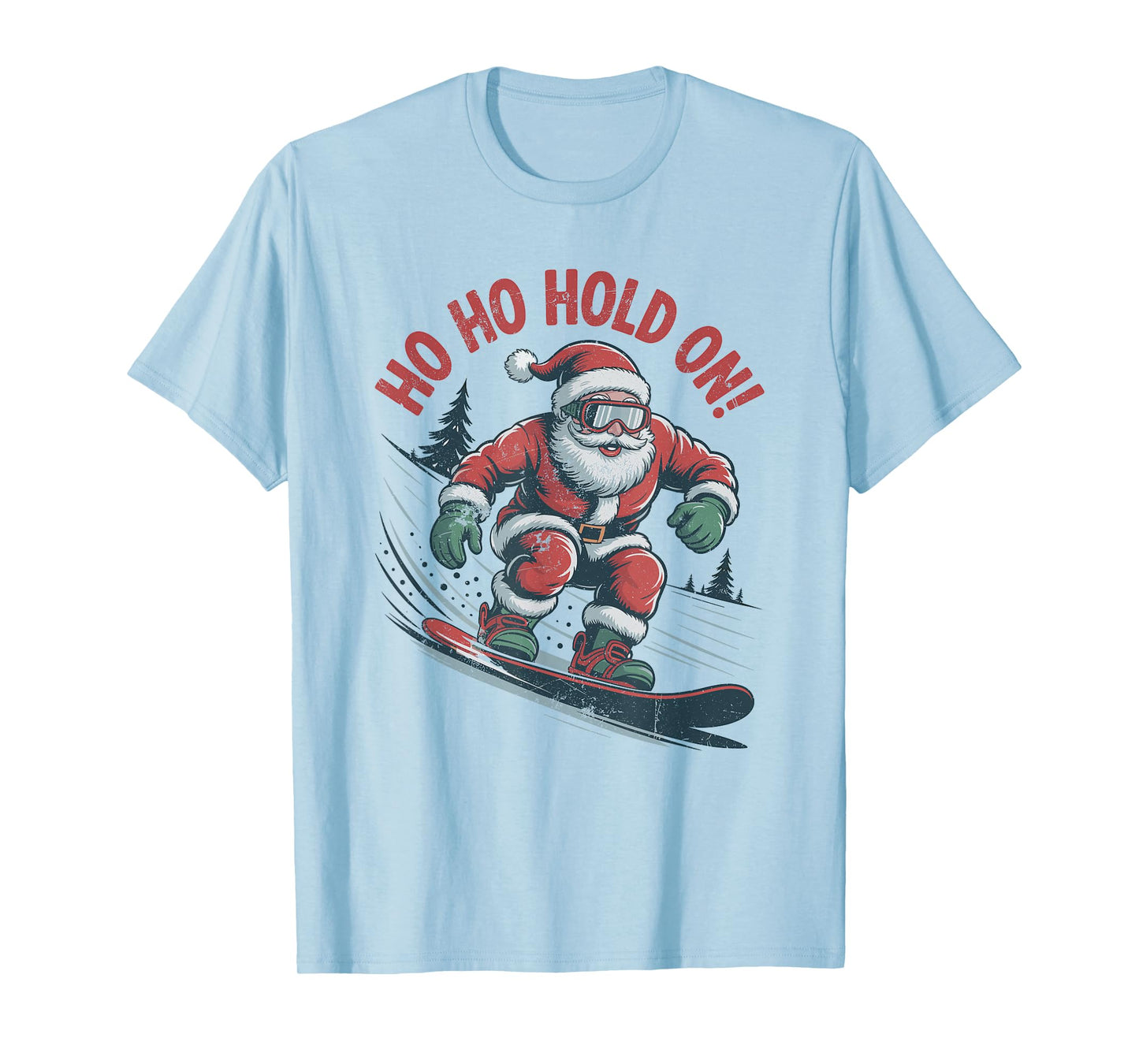 Santa Snowboarding Retro Christmas Holiday Sports Vintage T-Shirt