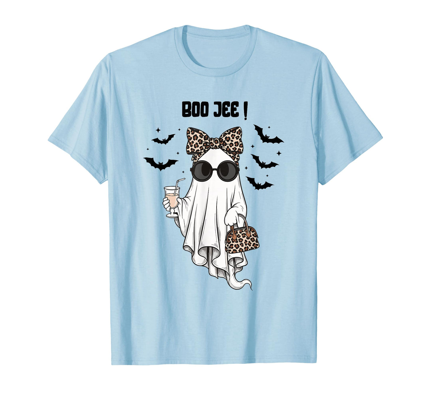 Coquette Leopard Ghost Coffee Boo-JEE Halloween Boujee Ghost T-Shirt