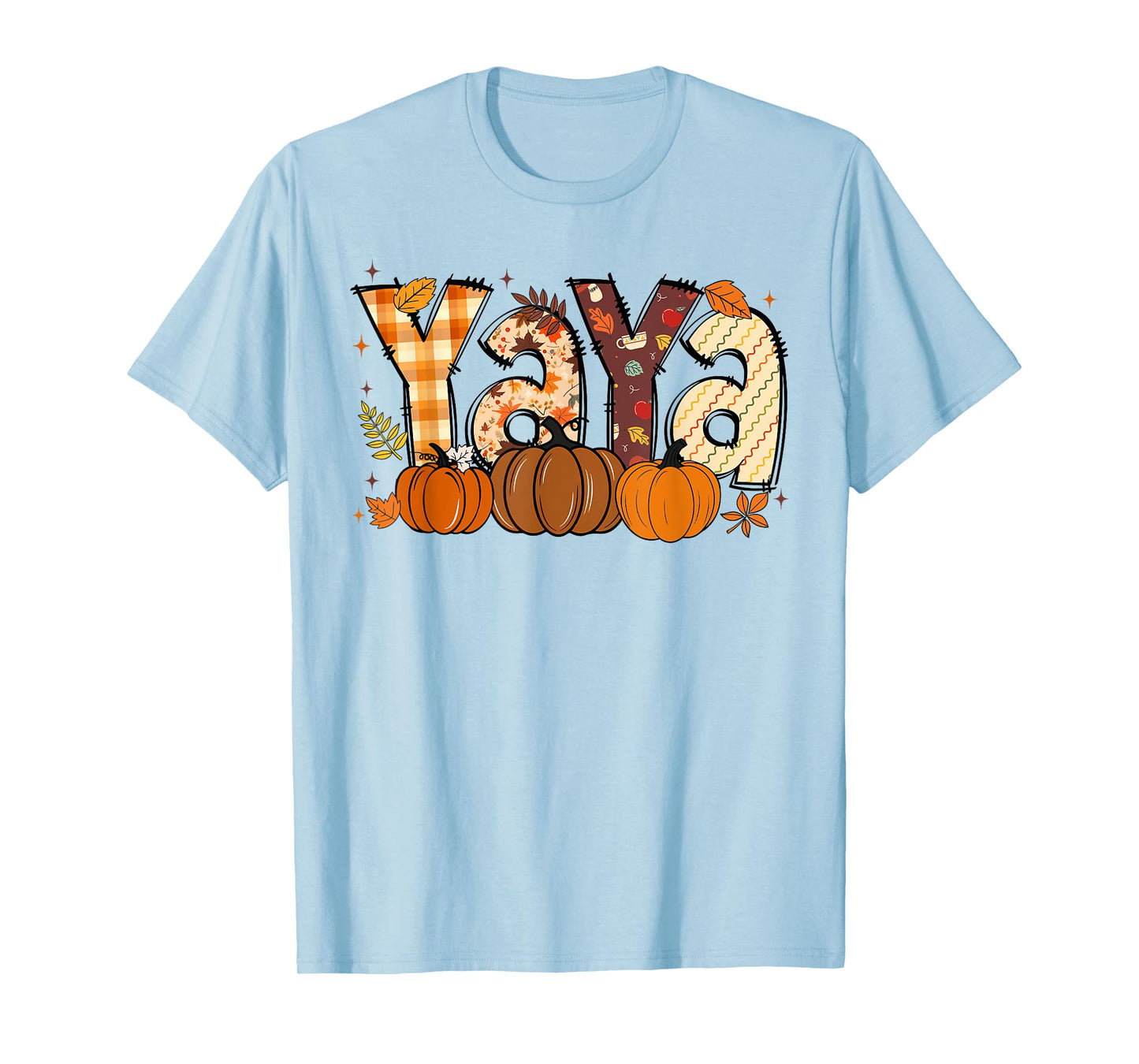 Retro Yaya Pumpkin Fall Leaves Grandma Fall Thanksgiving T-Shirt