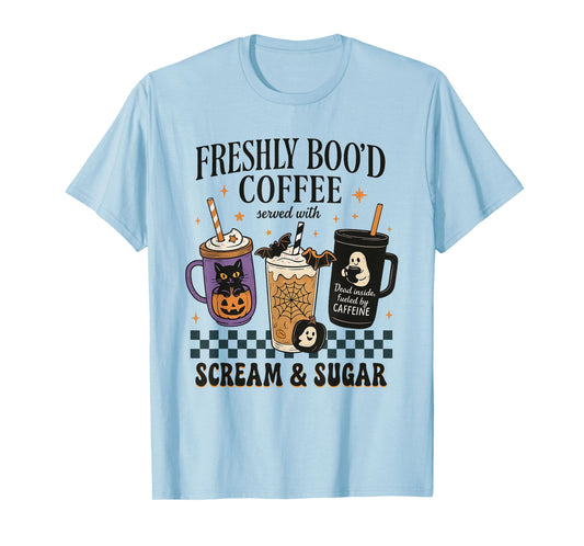 Drinking Coffee Late Lover Cozy Halloween Graphic Barista T-Shirt
