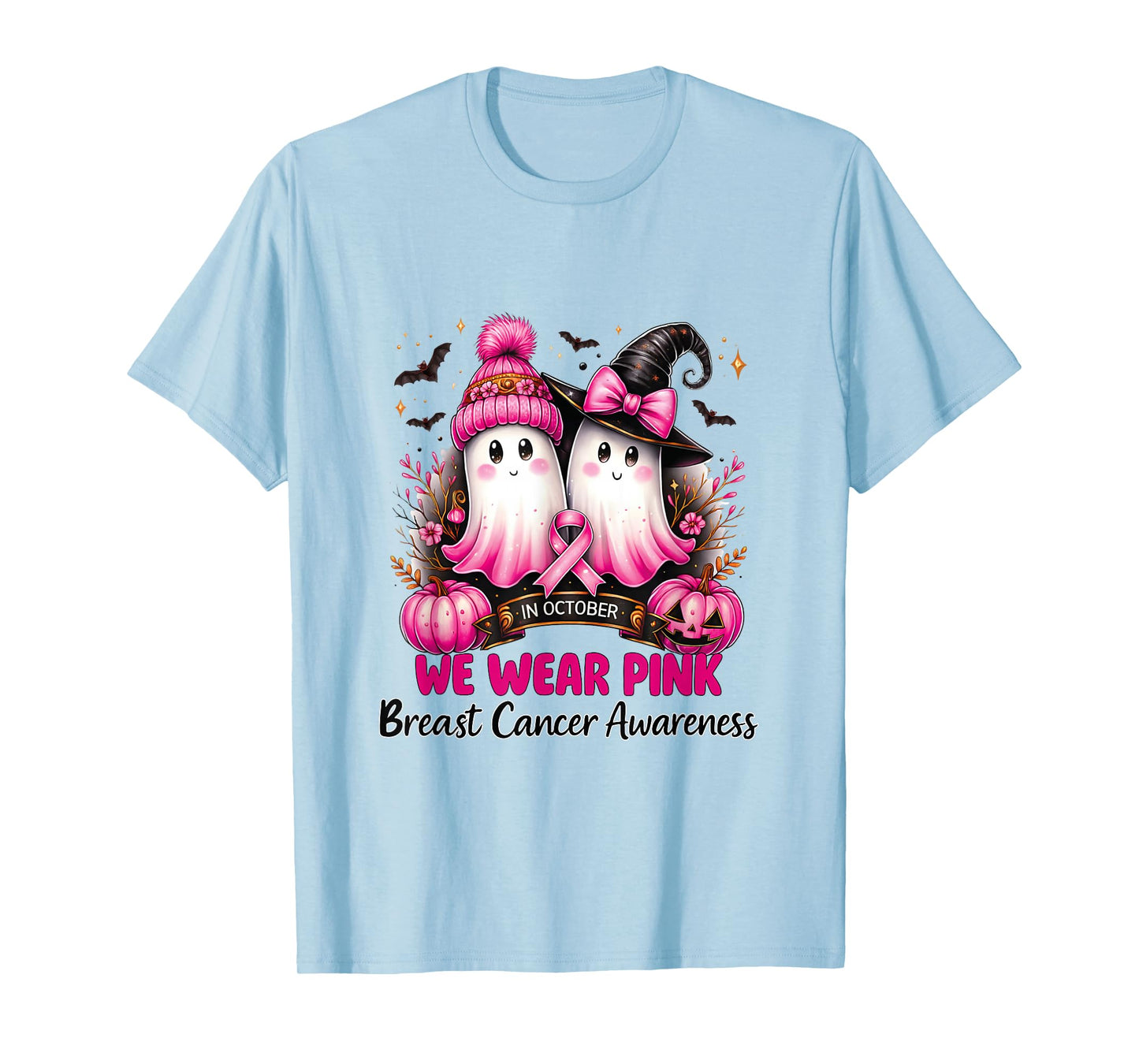 Ghost Witch Breast Cancer Awareness T-Shirt