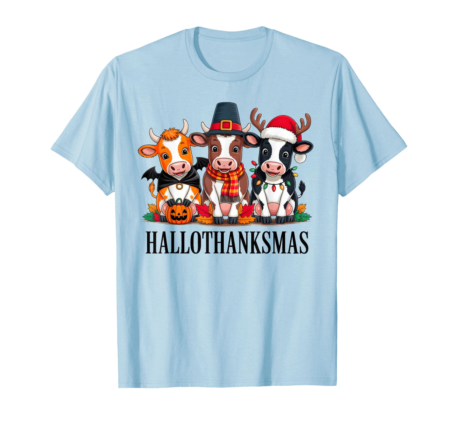 Cow Halloween Thanksgiving Christmas Happy Hallothanksmas T-Shirt