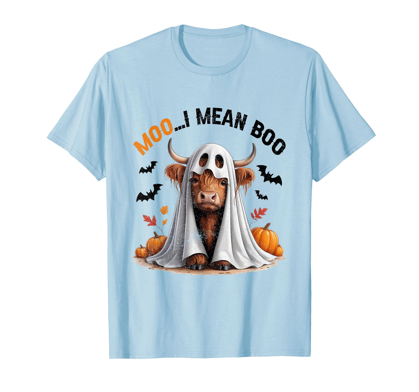 Moo I Mean Boo Spooky Cow Halloween Heifer Cute Ghost T-Shirt