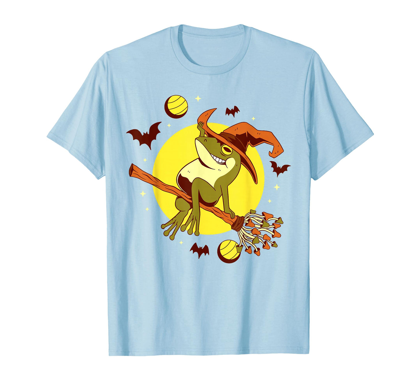 Halloween Frog on Witch Flying Funny Costume Design T-Shirt
