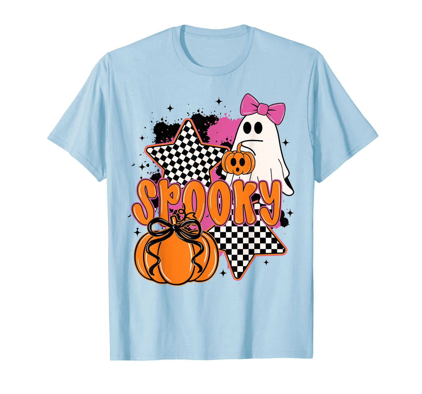 Spooky Season Cute Boo Ghost Coquette Bow Halloween Costume T-Shirt