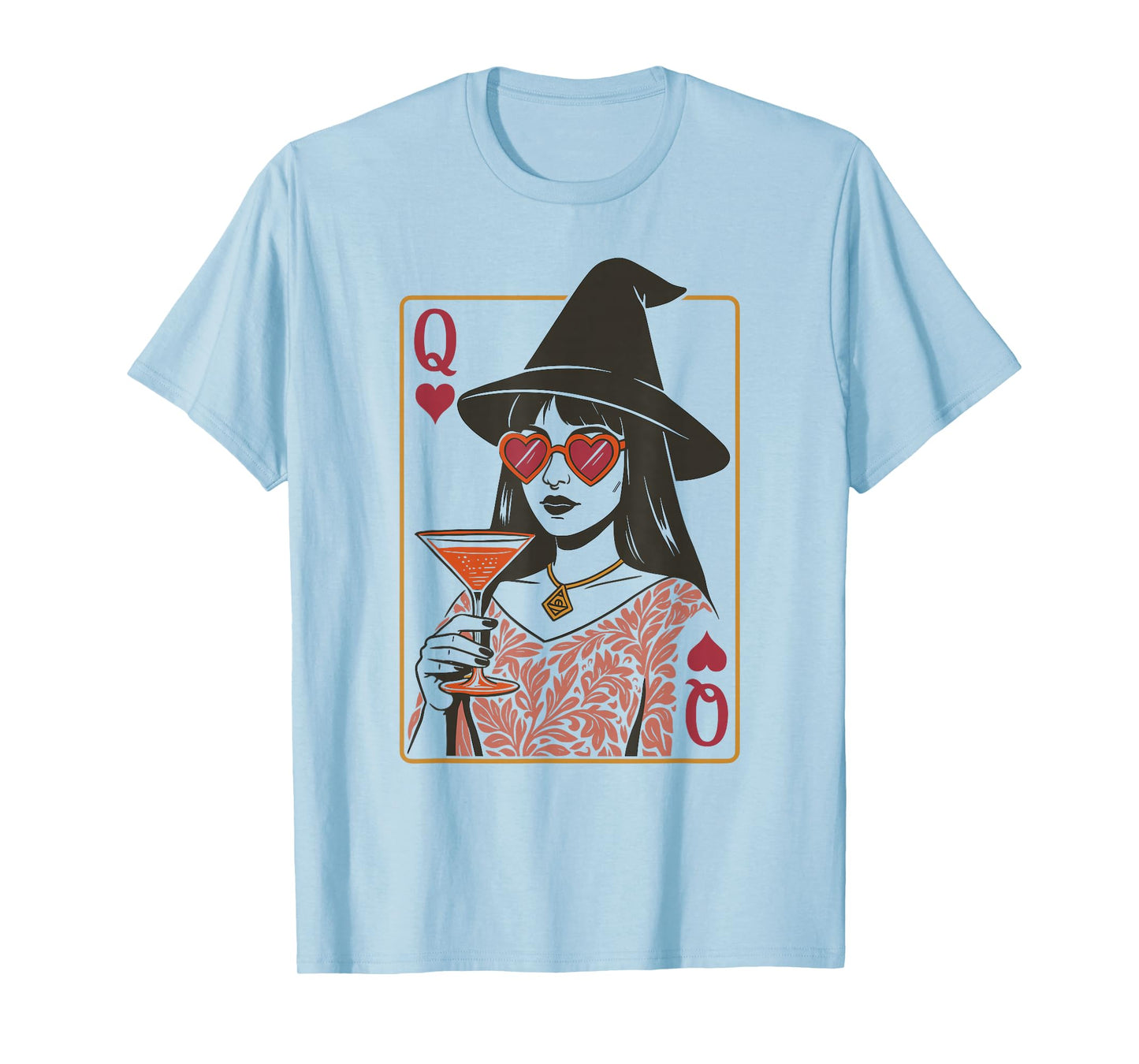 Queen of Hearts Witch Cocktail Vintage Playing Card T-Shirt