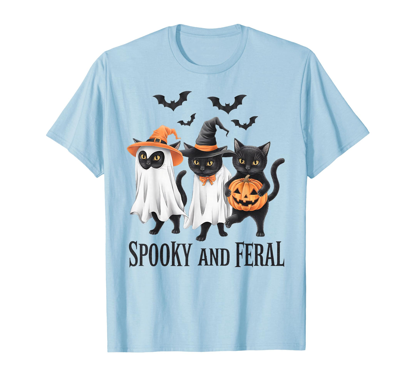 Spooky and Feral Black Cat Halloween Costume Cute Cat Lovers T-Shirt