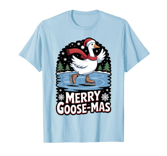 Merry Goose-mas Ice Skating Funny Goose Christmas T-Shirt