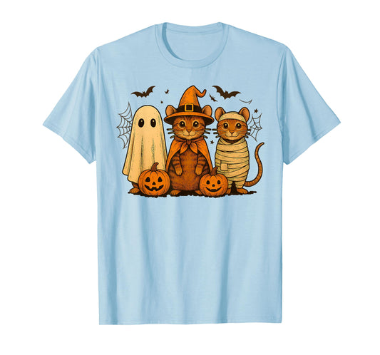 Domestic Shorthair Tabby Cat Witch Scary Halloween Pumpkin T-Shirt