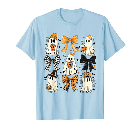 Coquette Bow Boo Witch Halloween Spooky Season Womens Girls T-Shirt