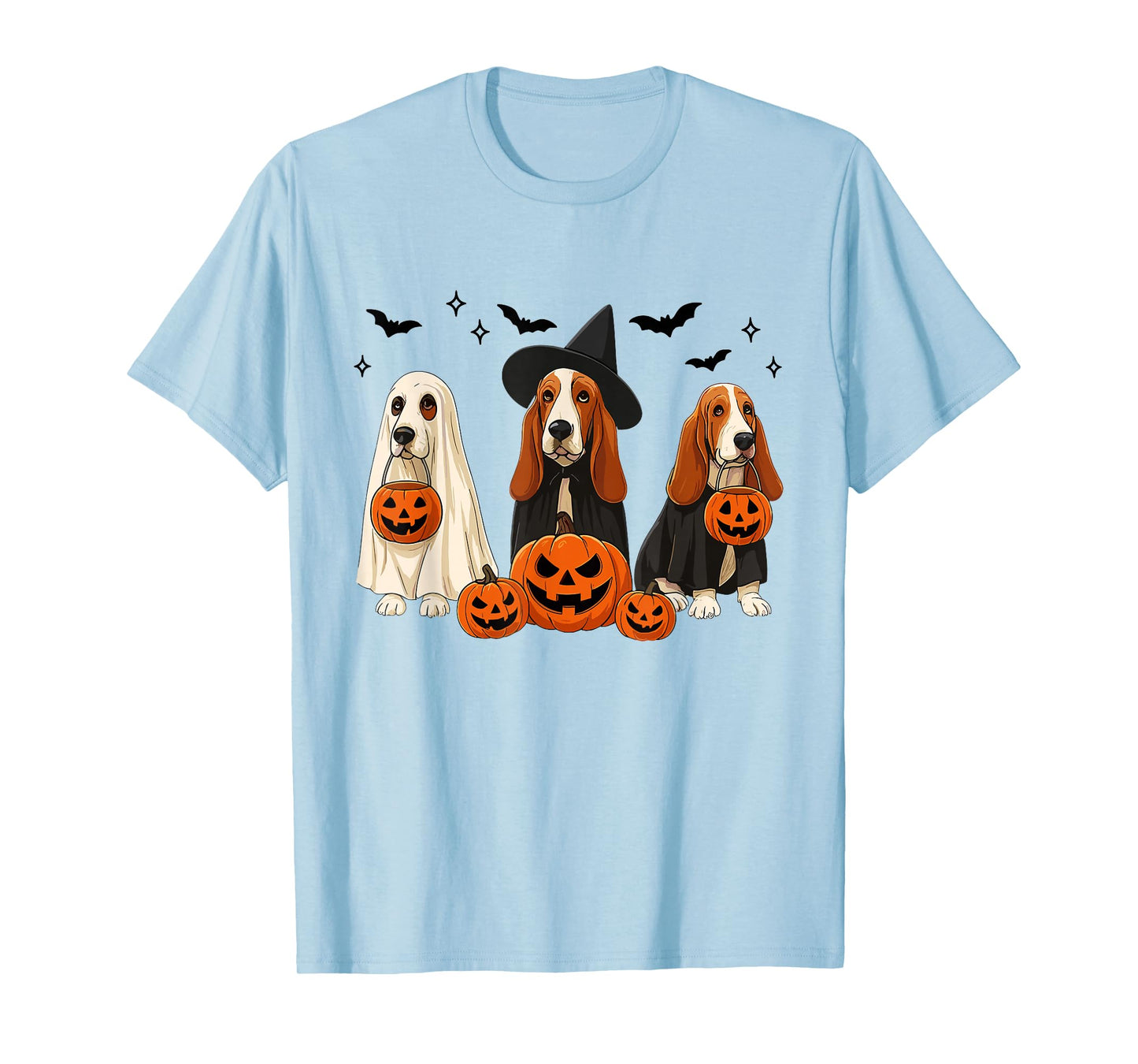 Witch Basset Hound Halloween Basset Hound Ghost Dog Mom T-Shirt