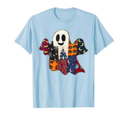 Halloween Vibes Spooky Season Pumpkin Patchwork Boo Ghost T-Shirt