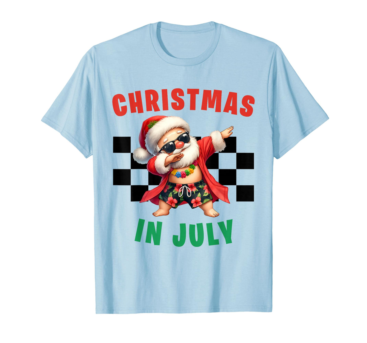 Christmas in July Santa Hat Light Hawaiian Tropical Xmas T-Shirt