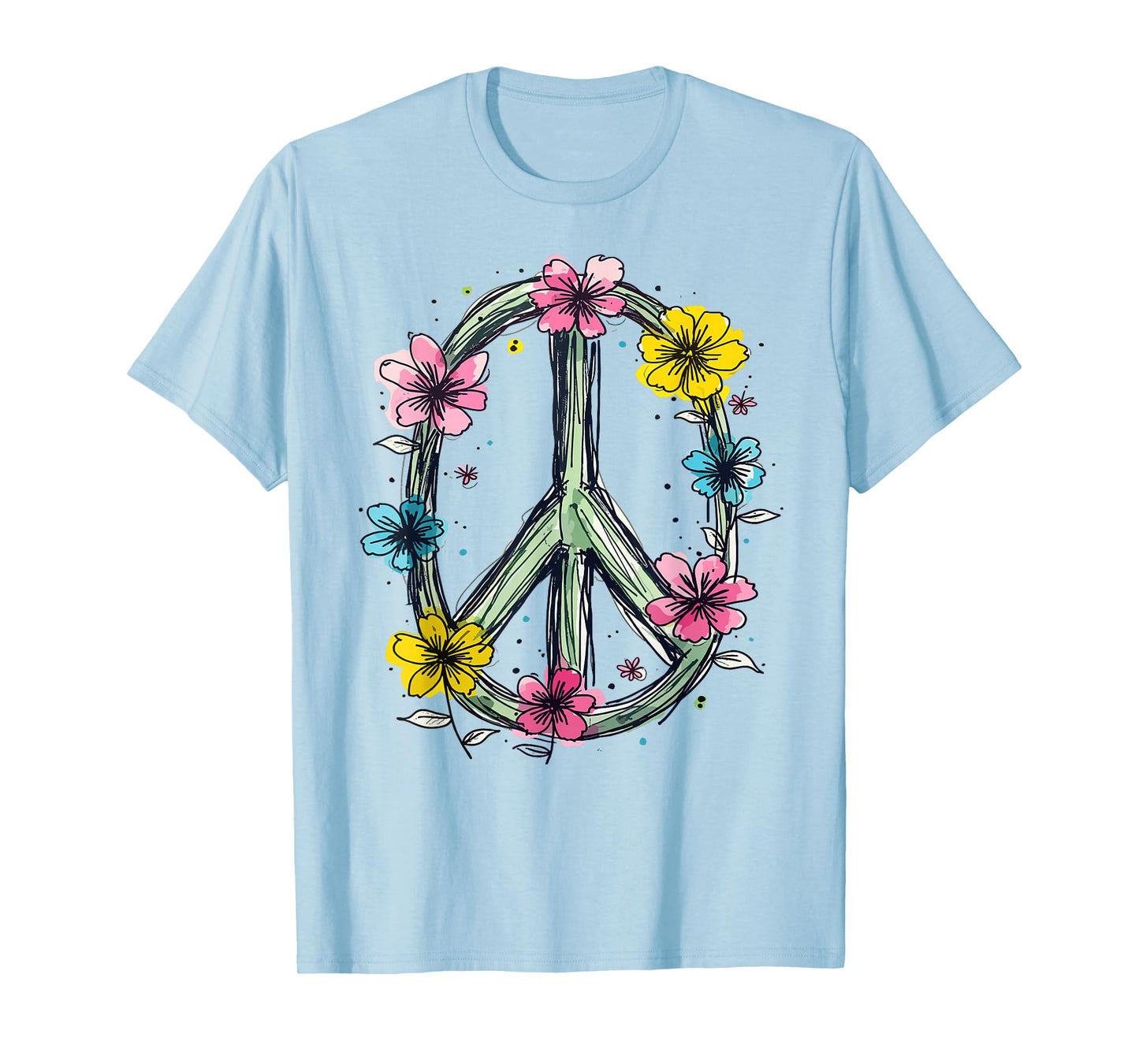 Flower Power, Peace Sign, Women, Flowers, Love Peace Hippie T-Shirt