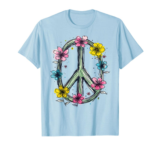 Flower Power, Peace Sign, Women, Flowers, Love Peace Hippie T-Shirt