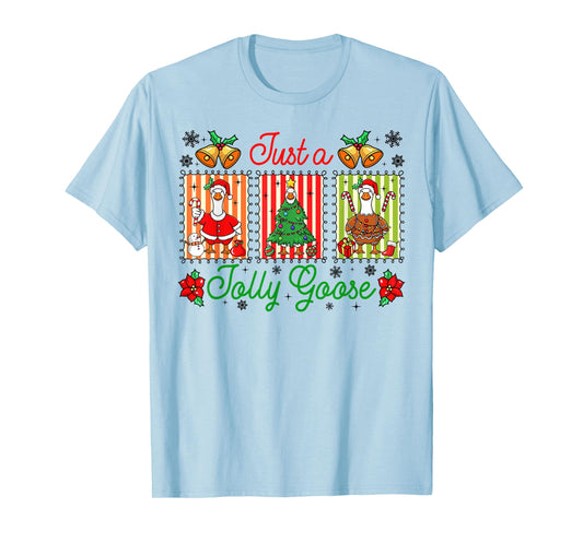 Just A Jolly Goose Preppy Coquette Christmas Goose Costume T-Shirt