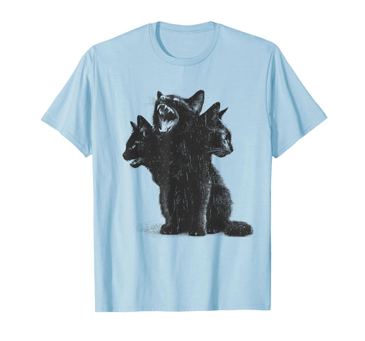3 Headed Cat Vintage Grunge Alt 90s Halloween Goth Horror T-Shirt