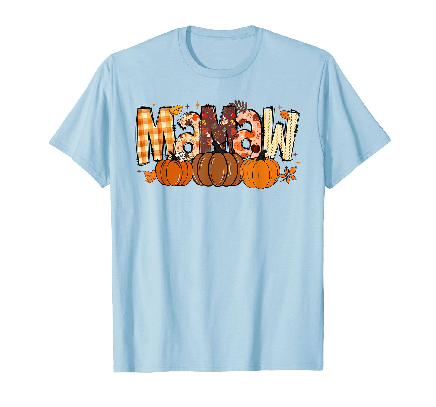Retro Mamaw Pumpkin Fall Leaves Grandma Fall Thanksgiving T-Shirt