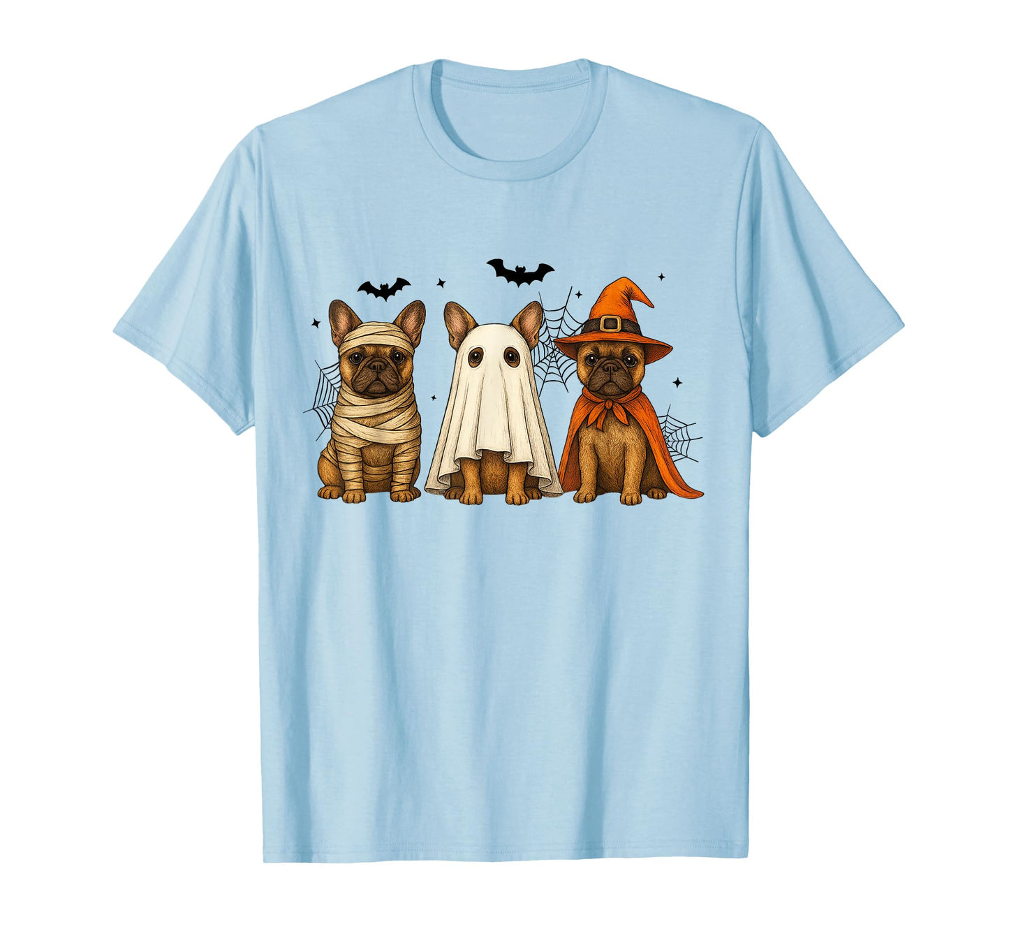 Cute French Bulldogs Halloween Men Women Kids Funny Dog T-Shirt