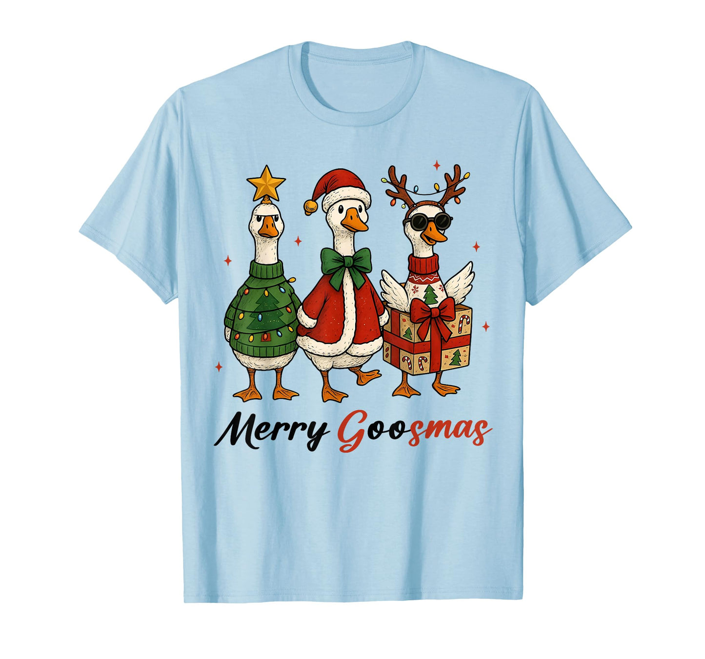 Funny Retro Merry Goosemas Christmas Silly Goose Xmas Lights T-Shirt