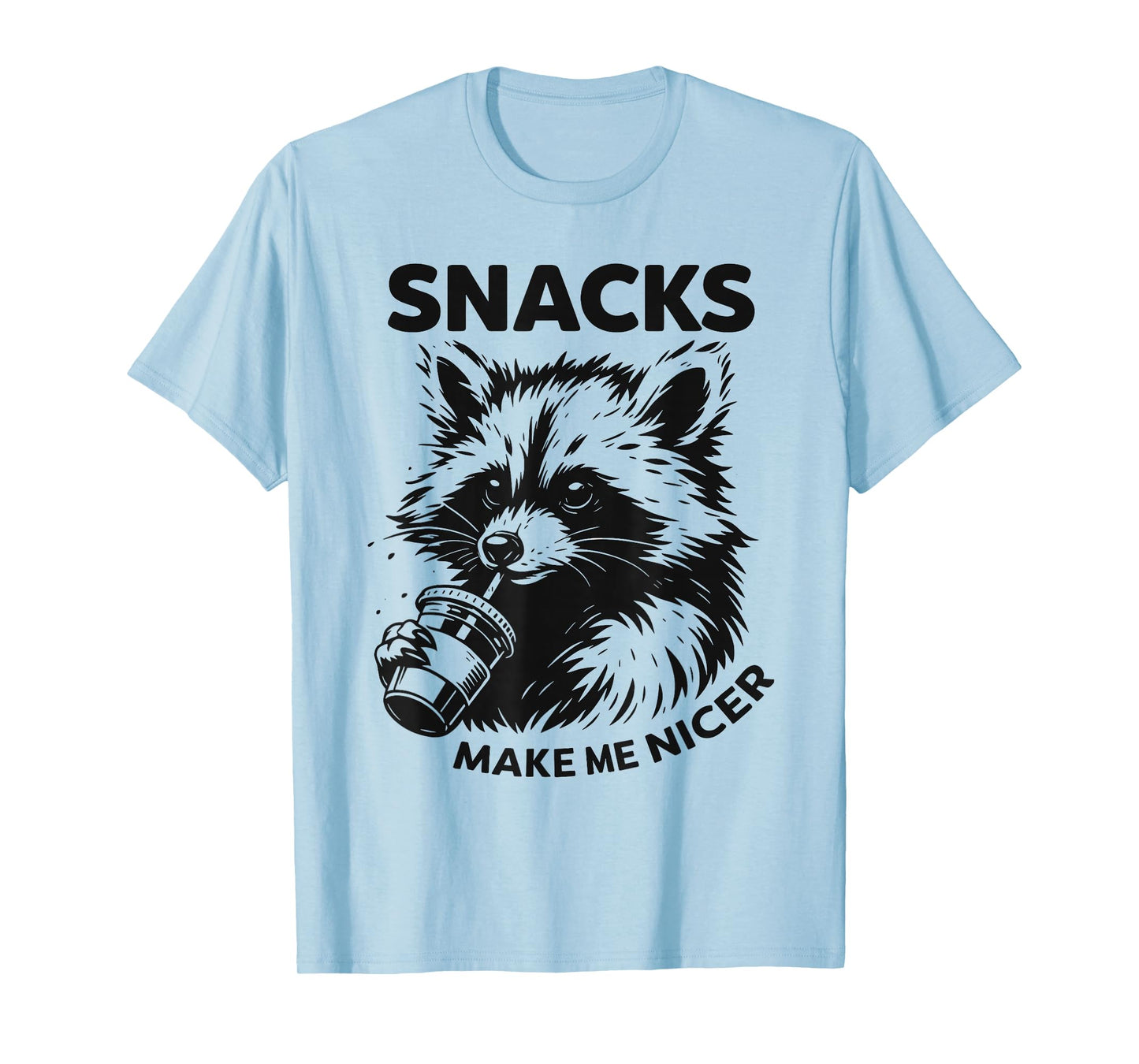 Funny Raccoon Snacks Make Me Nicer Cute Animal Vintage Snack T-Shirt