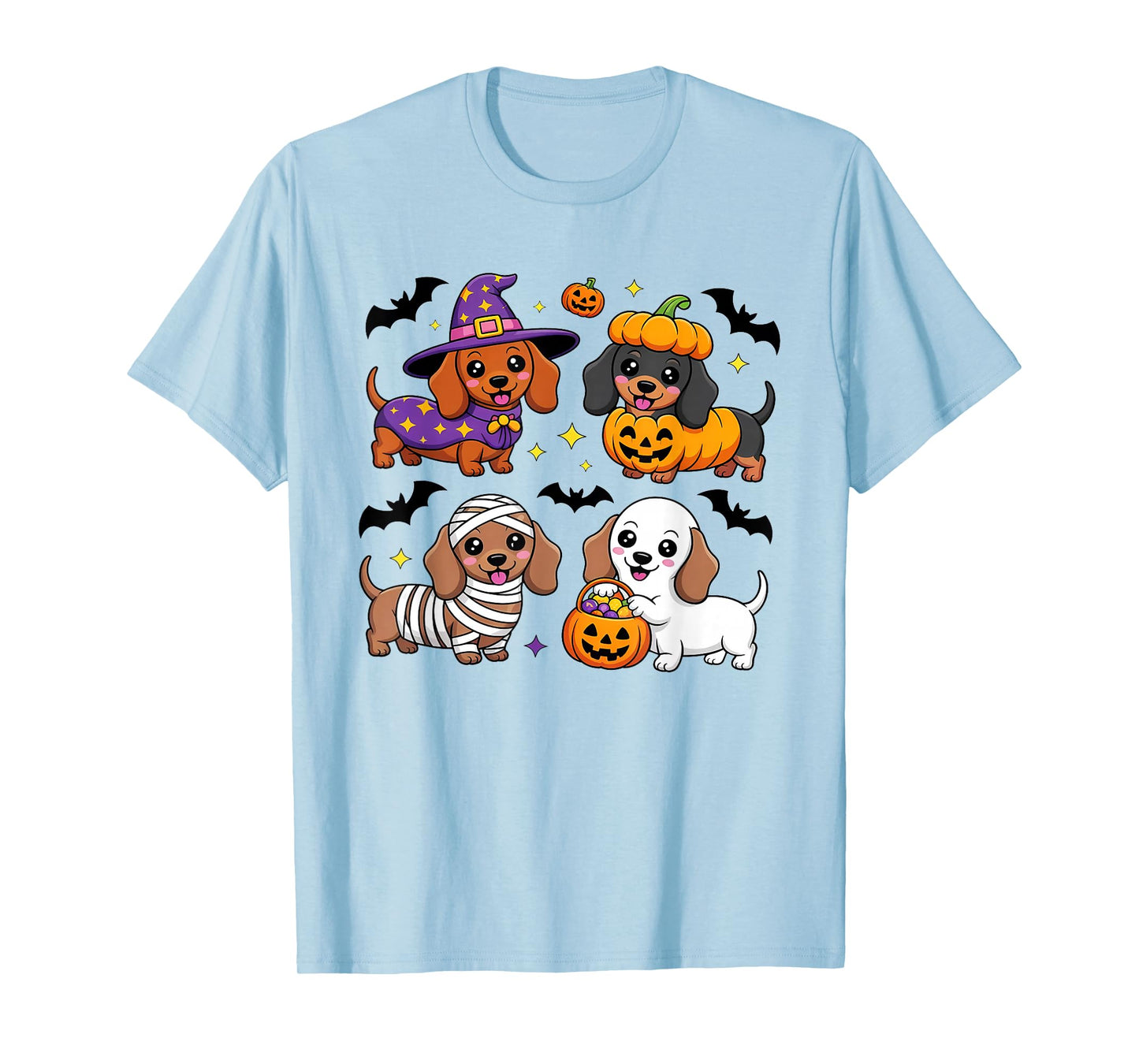 Weiner Dog Witch Happy Halloweenie Cute Halloween Dachshund T-Shirt