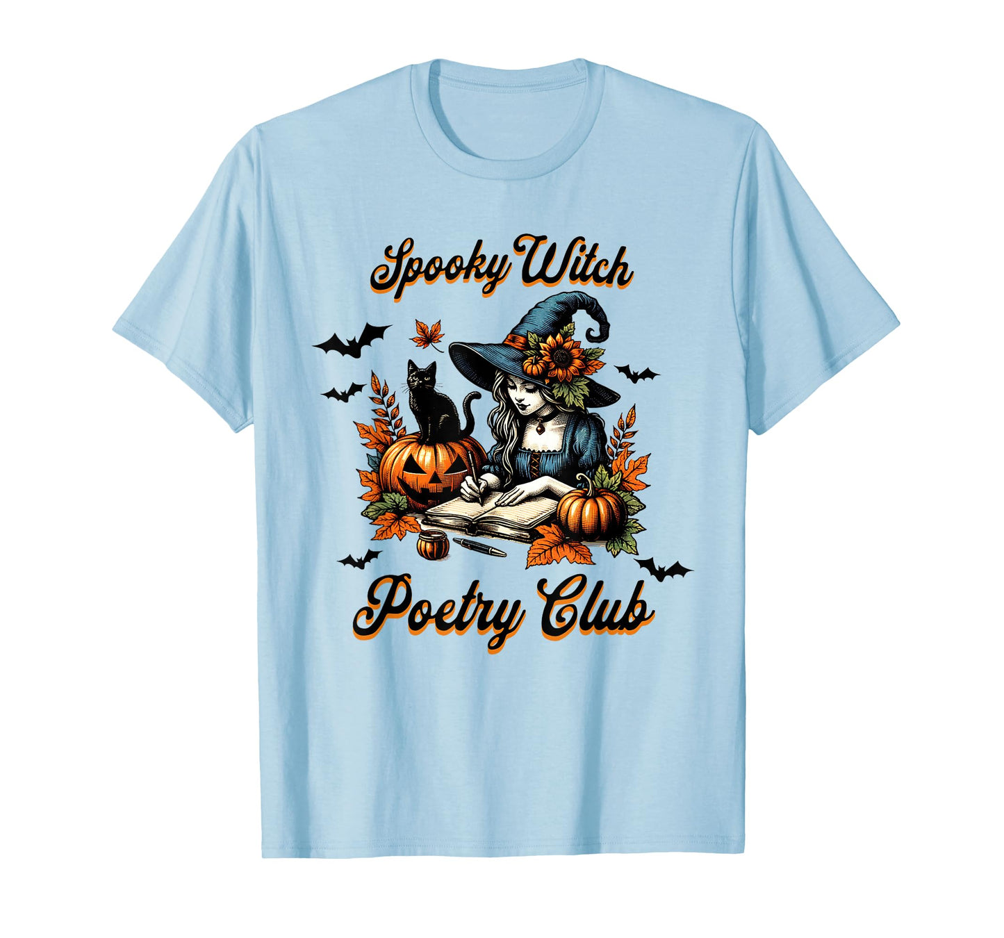 Spooky Witch Poetry Club Halloween Poet Writer Poems Autumn T-Shirt