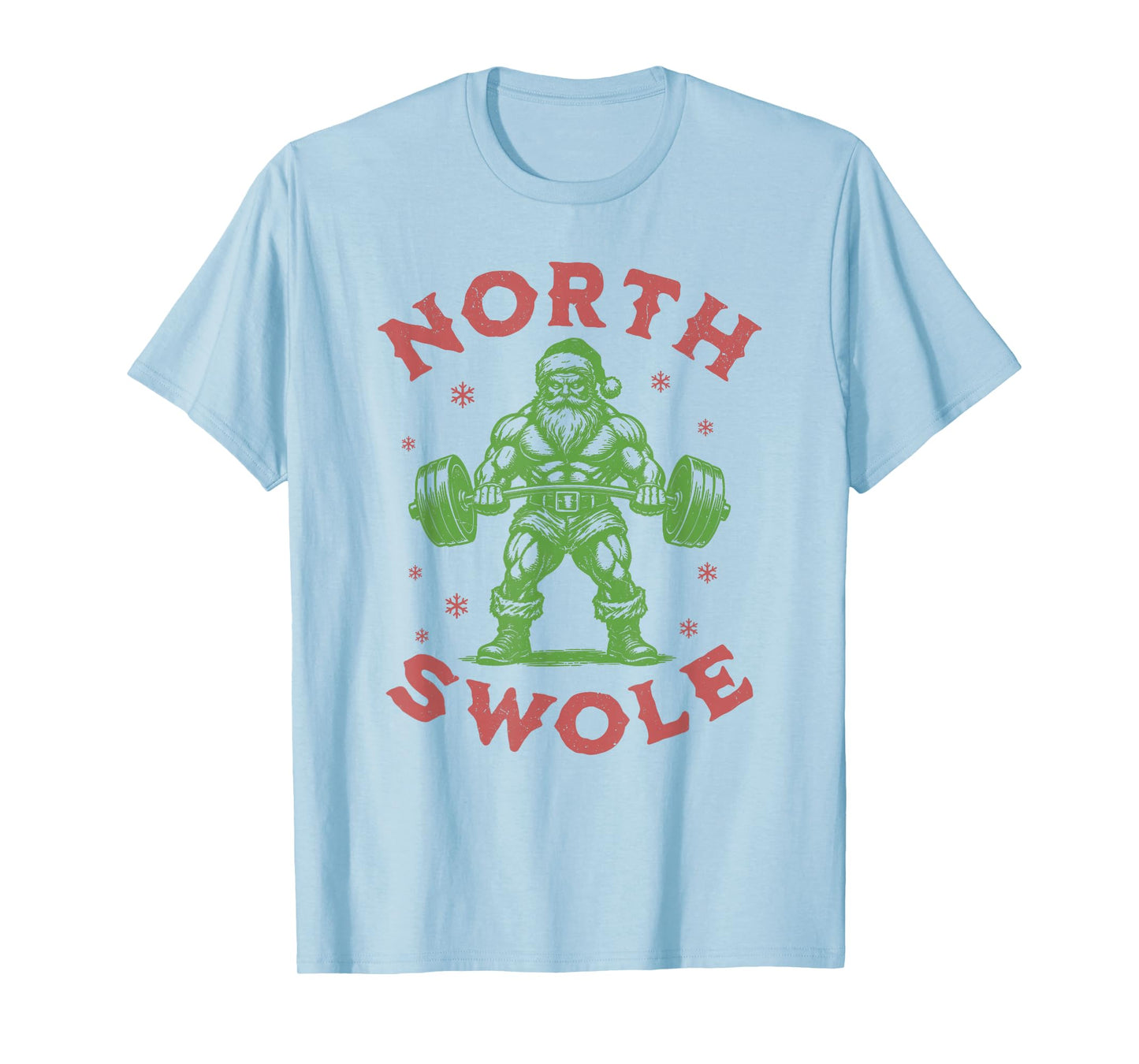 Vintage Christmas Gym Santa North Swole T-Shirt