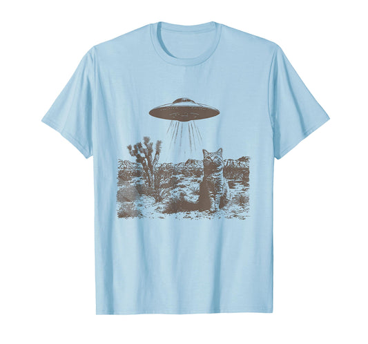 Vintage UFO Cowboy Cat Wild West Kitten Retro 90s Western T-Shirt