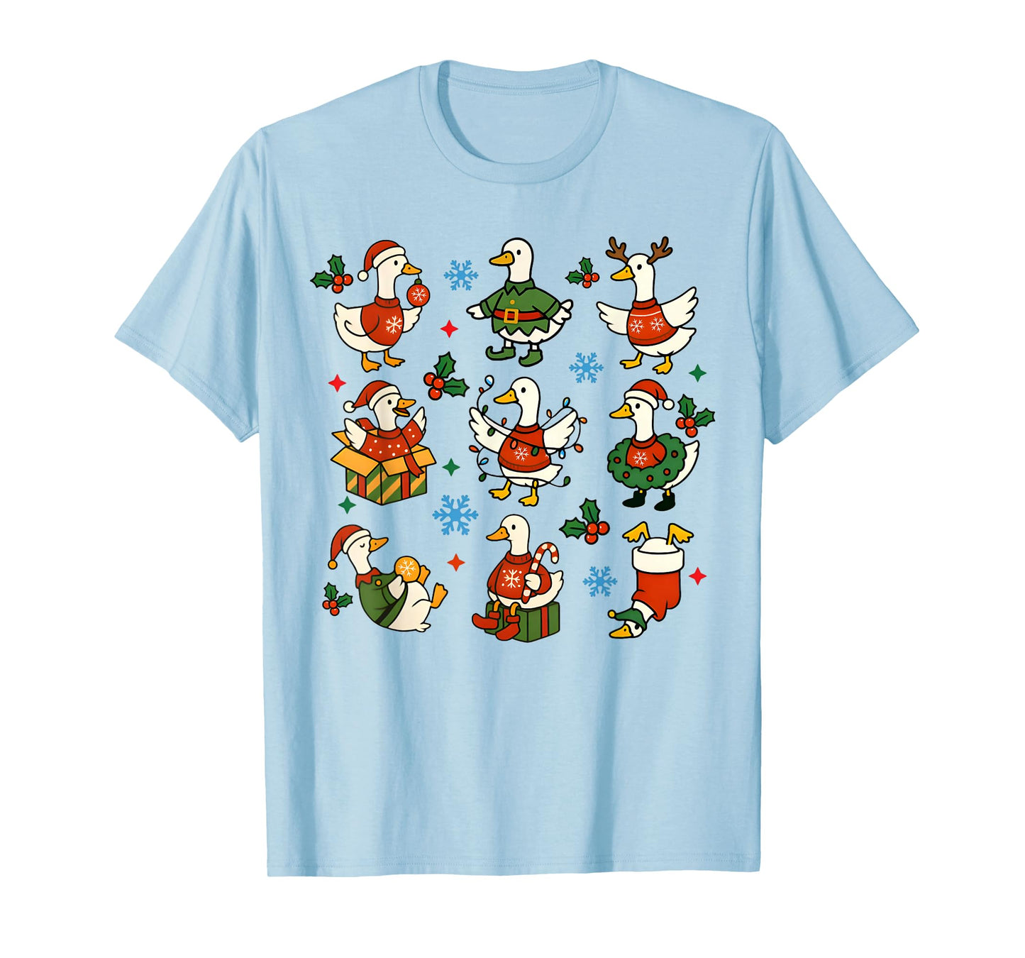 Retro Christmas Silly Goose Christmas Light Goosemas Funny T-Shirt