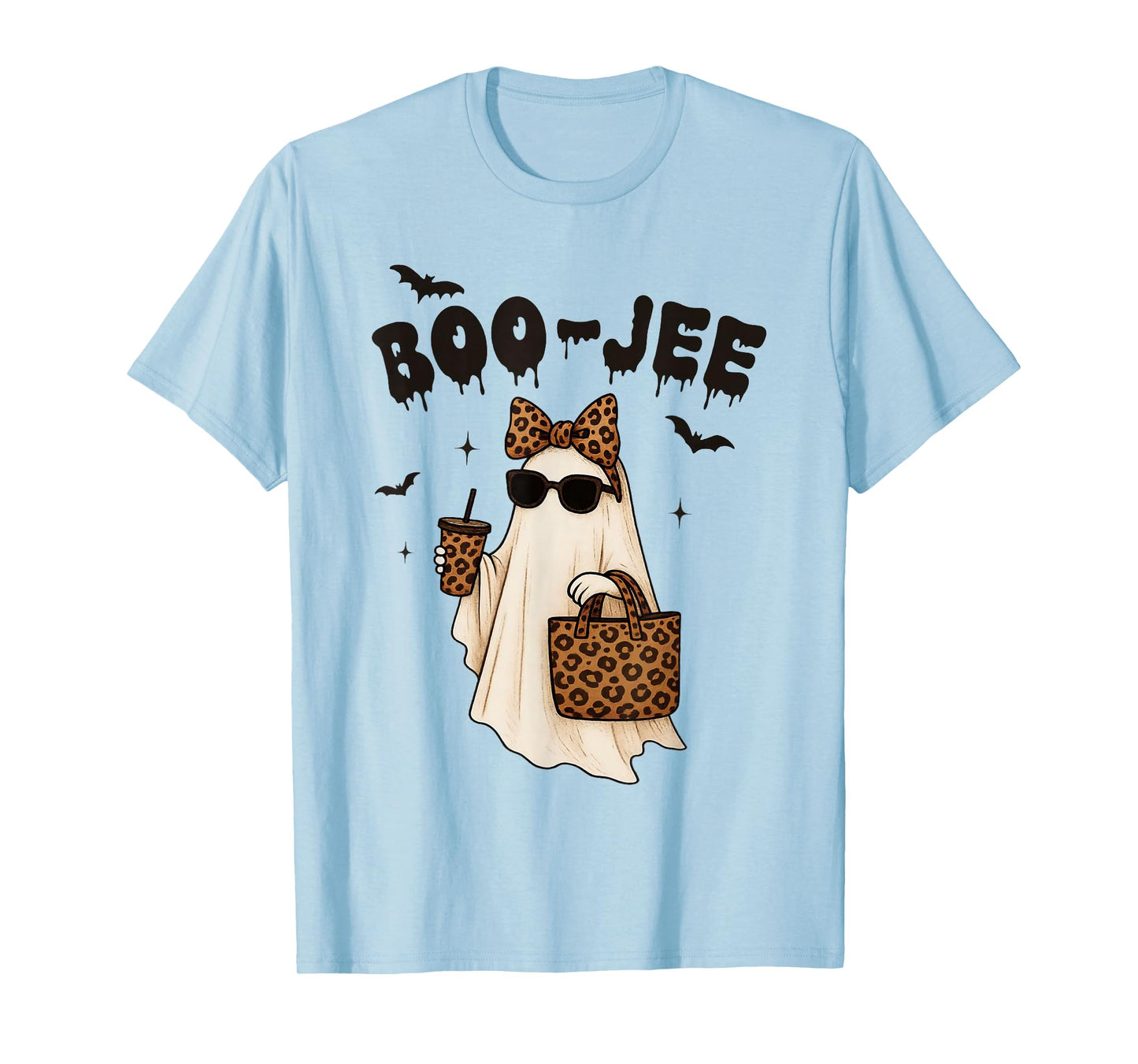 Coquette Leopard Ghost Coffee Boo-JEE Halloween Boujee Ghost T-Shirt