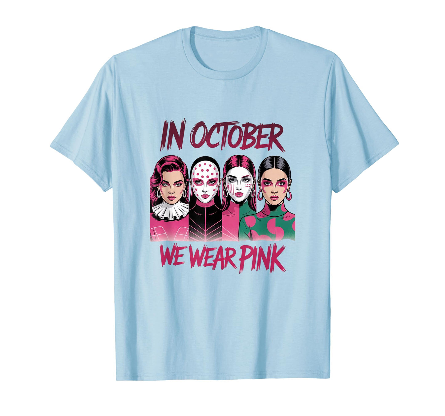in October We Wear Pink - Witch & Ghost Halloween Apparel T-Shirt