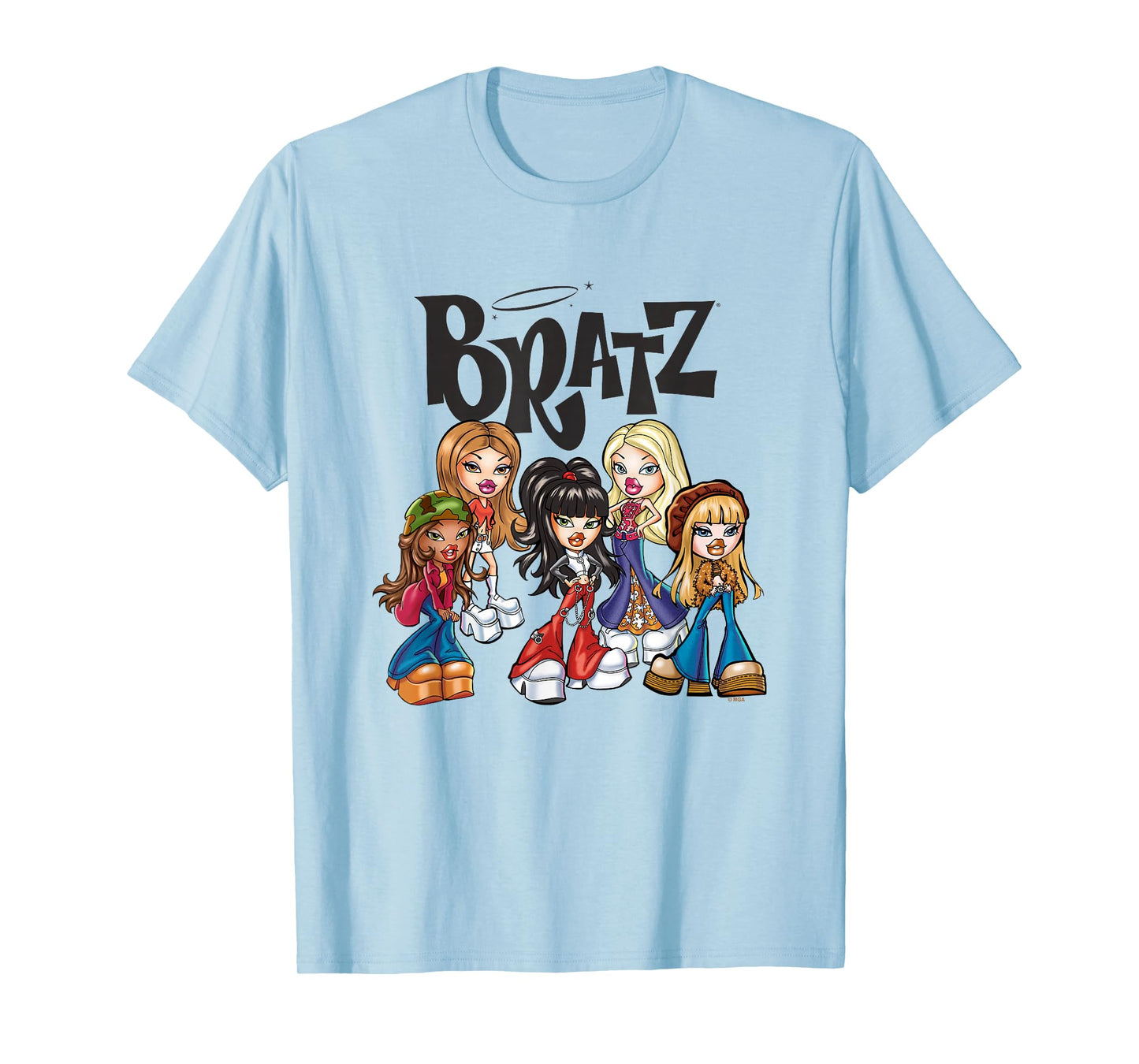 Bratz Dolls Vintage Style Group Shot Big Chest Poster T-Shirt
