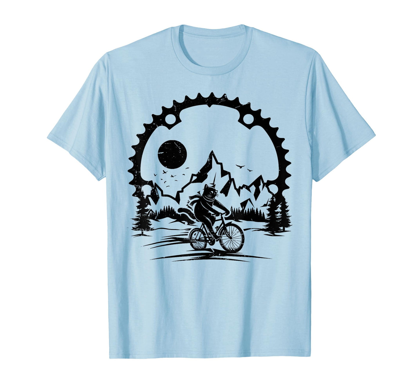 Funny Cat Riding Bicycle Vintage Mountain Biking Cat Biker T-Shirt