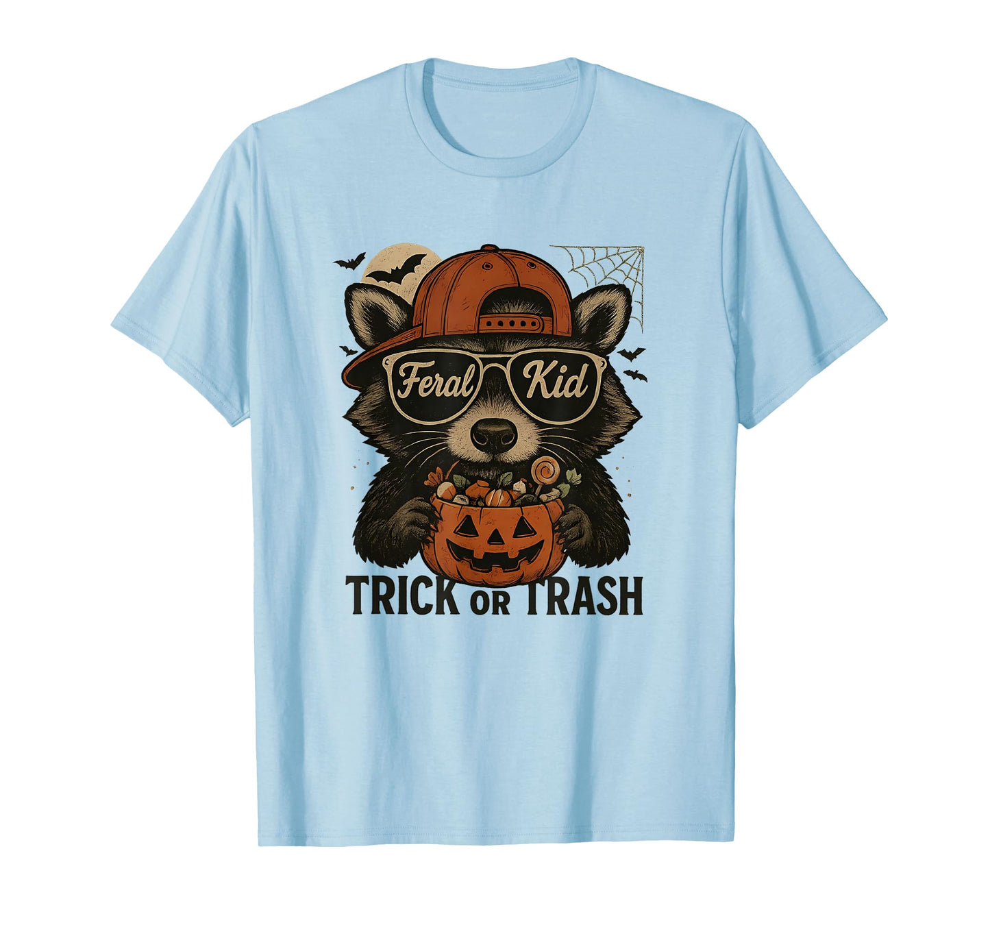 Trick or Trash Funny Raccoon Halloween Vintage Ghost Costume T-Shirt
