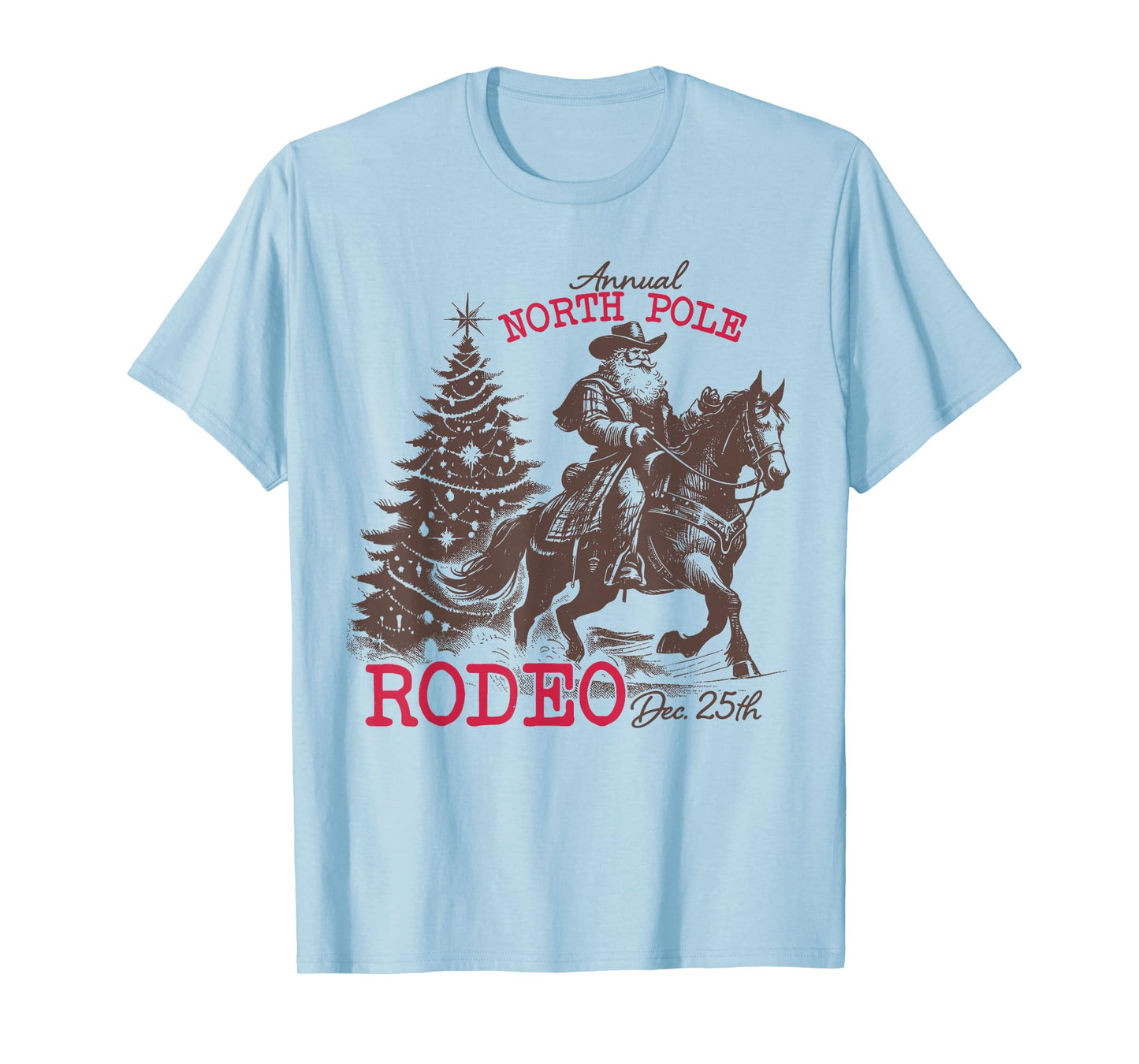 Annual North Pole Rodeo Santa Western Cowboy Christmas Retro T-Shirt